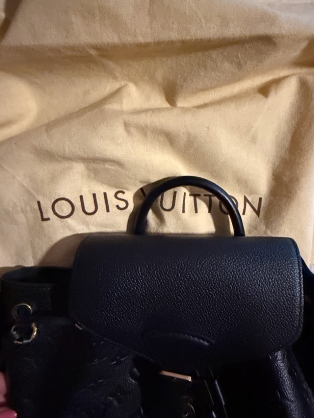 Louis Vuitton Black Embossed Monogram Leather Backpack - Picture 14 of 14